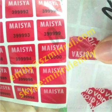 Custom Red Warranty Void Labels With Numbers,red Void Stickers With White Color Printing And Numbers,red Void Labels 